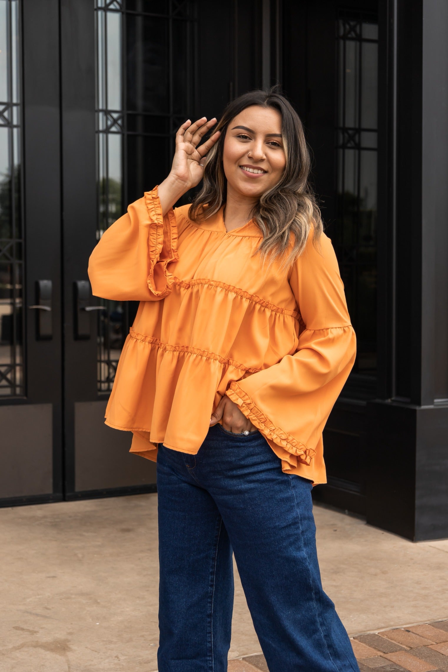 Cute Orange Red Blouse main image 0