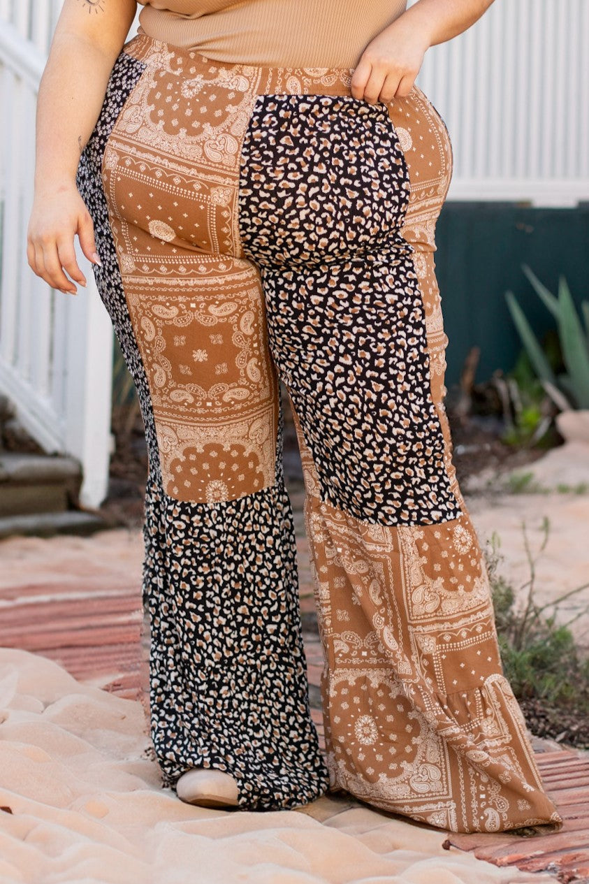Cristina Tiered Pants, Leopard & Brown