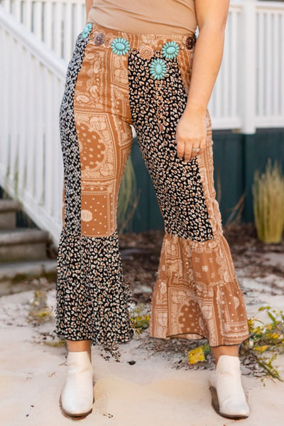 Cristina Tiered Pants, Leopard & Brown