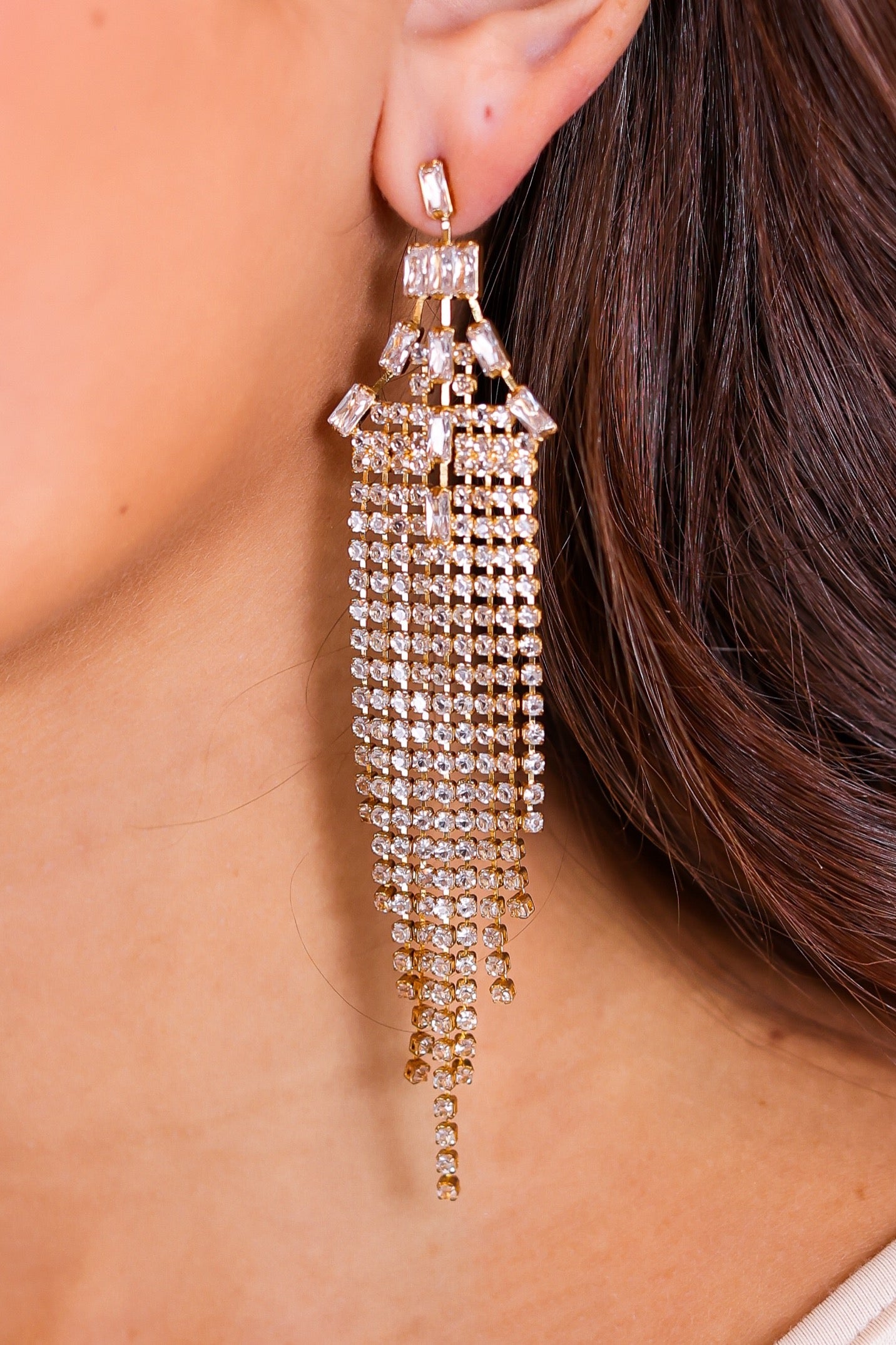 Take Me To Paris Gold Beaded Tassel Earrings Southern Grace Wholesale