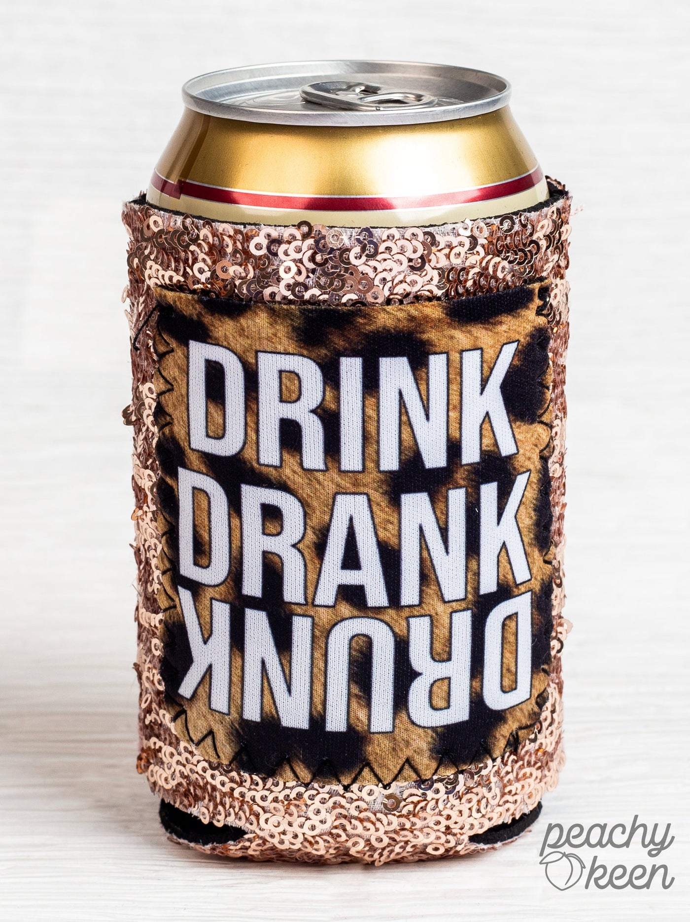 Drink Drank Drunk Sequin Can Cooler