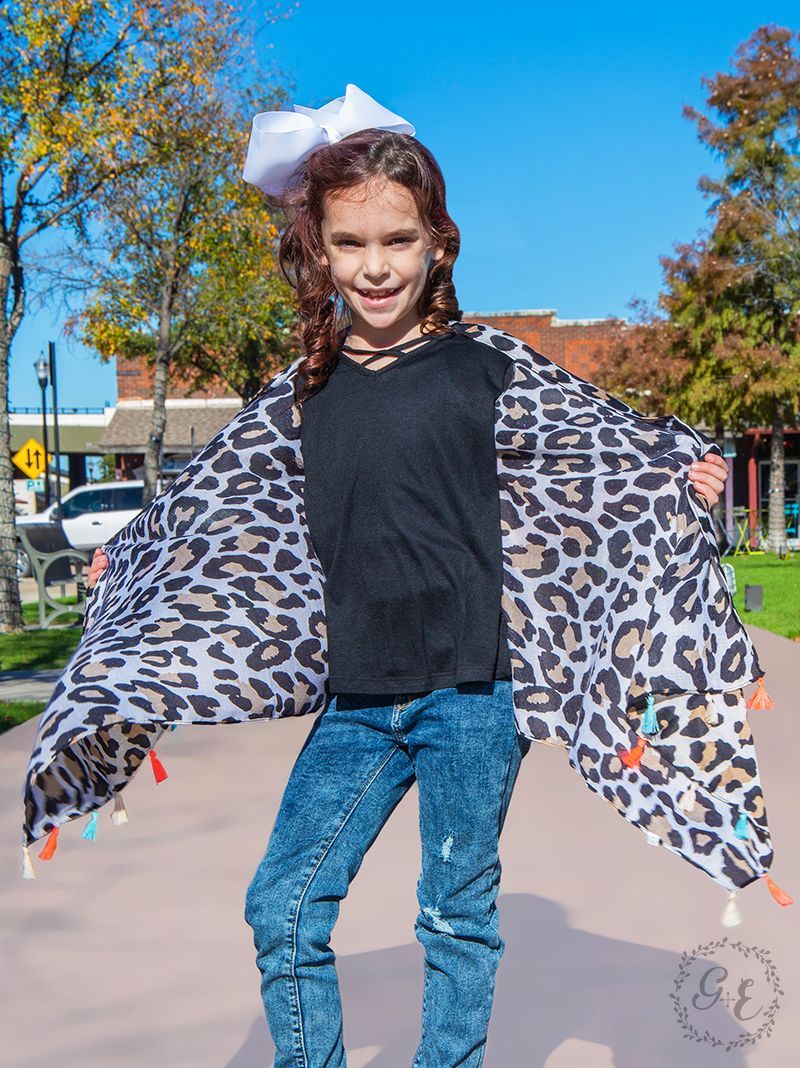 Girls' Can't Spot This Leopard Cover Up with Tassels