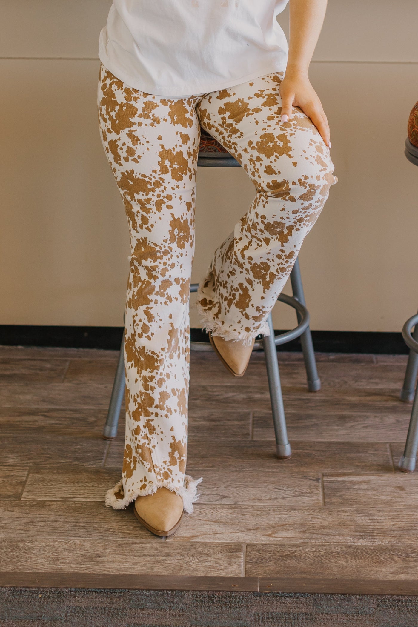 The Sadie Cowhide Flare With Fray Hem