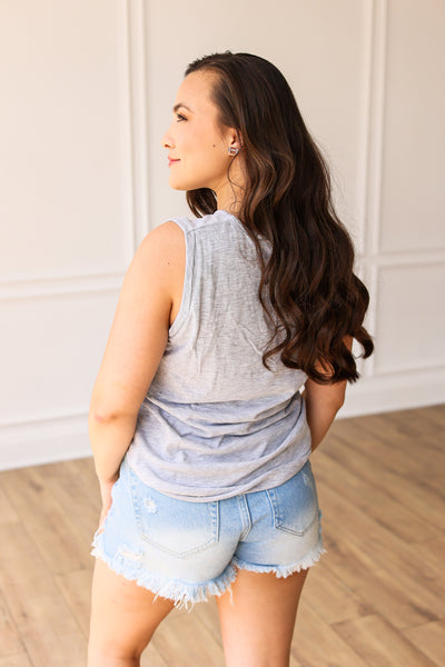 Glitter Football on Good Habits Grey Tank