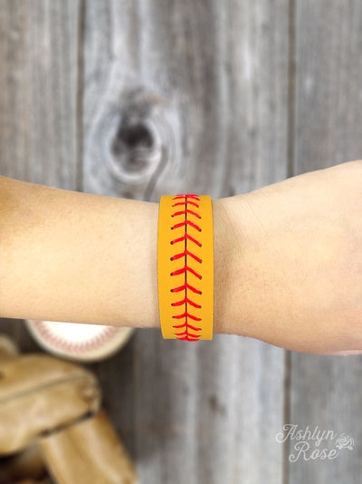 It's All About The Base Yellow Red Baseball Snap Bracelet