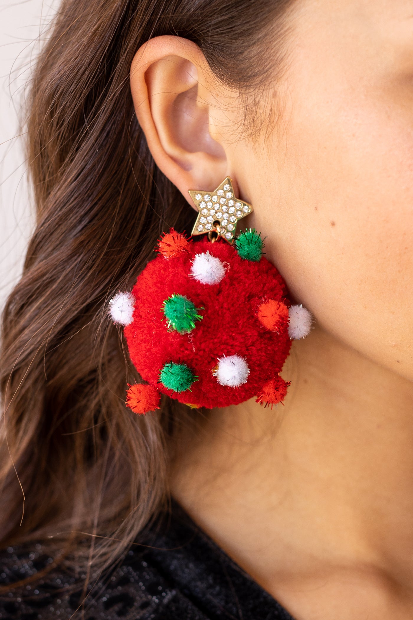 Let It Snow Red Pom Pom Earrings