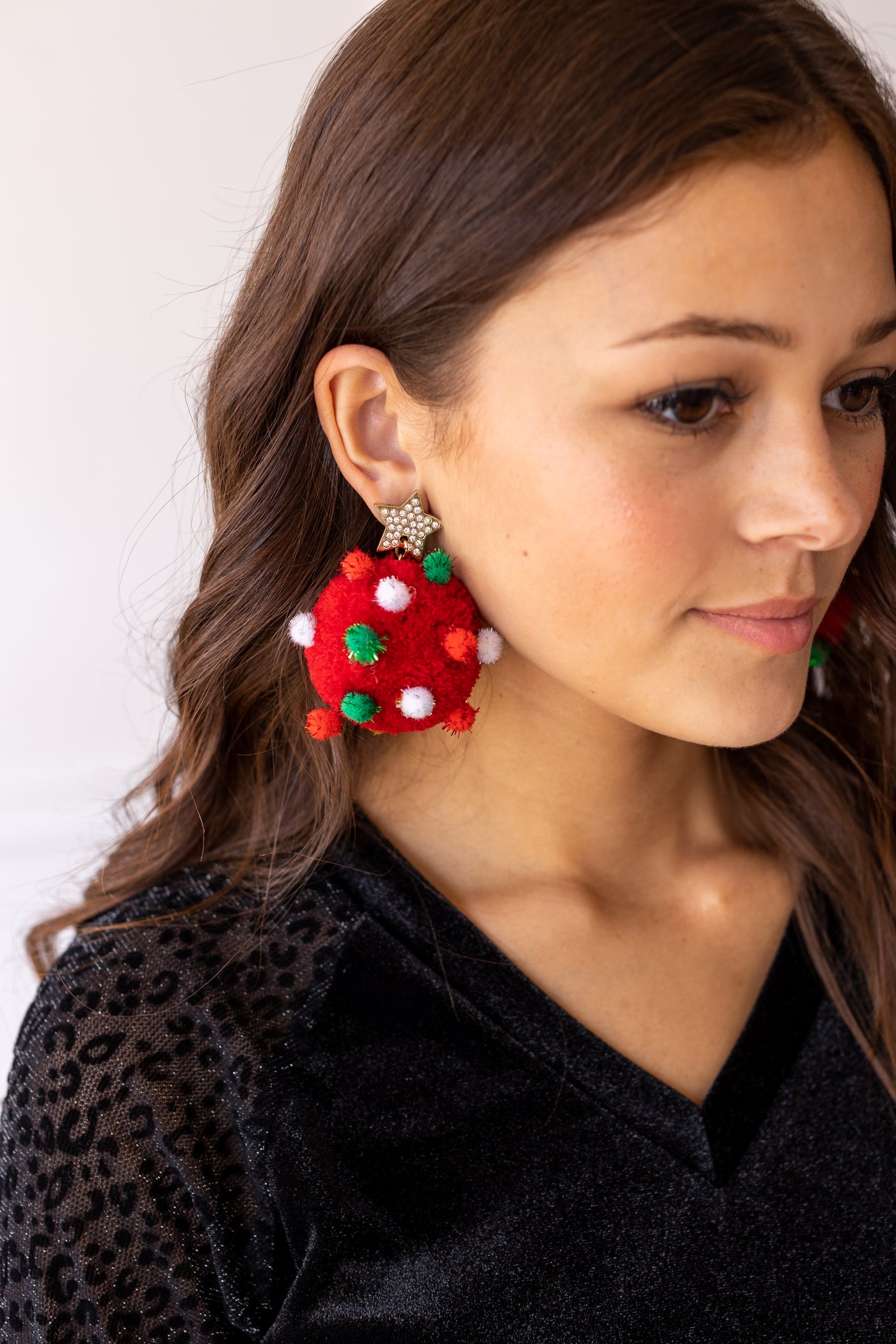 Let It Snow Red Pom Pom Earrings