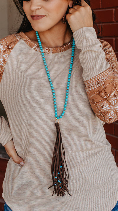 Howdy Cowboy  Turquoise Beaded Necklace