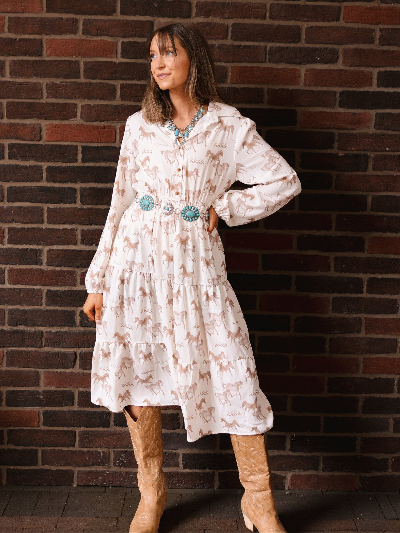 Horse Print Shirt Dress
