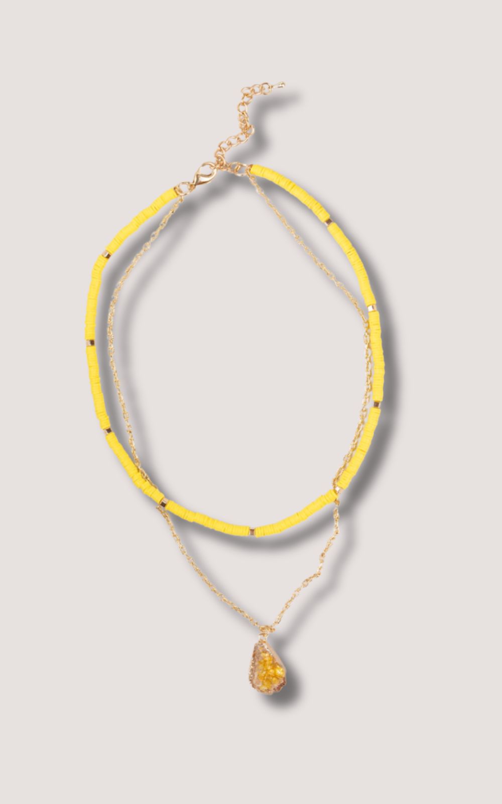 Long Beaded Layered Necklace, Sunny Yellow