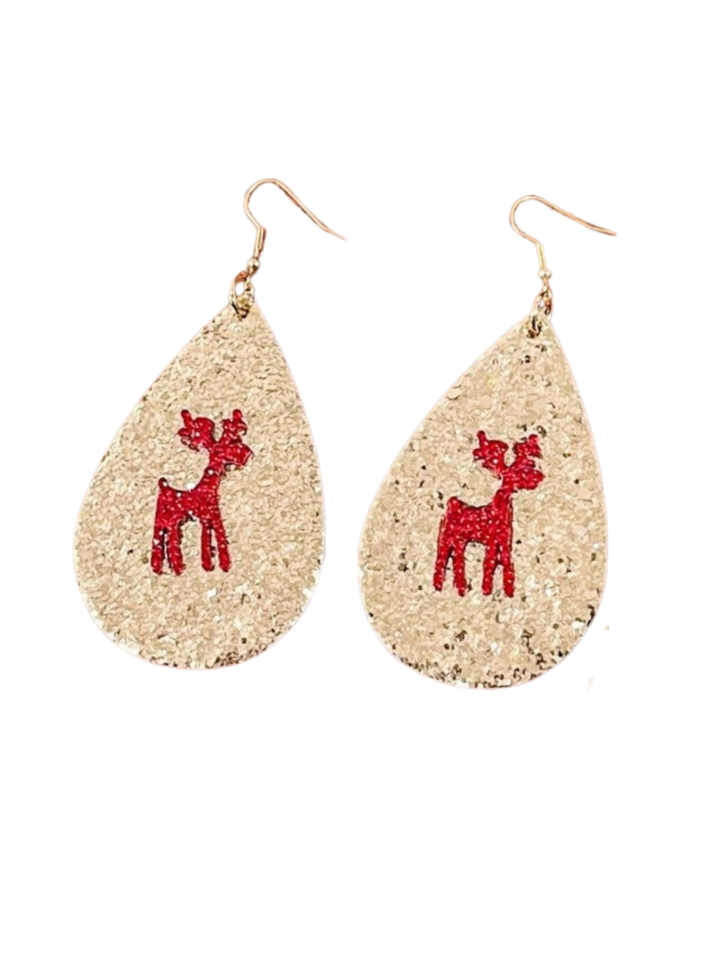 Reindeer Wonderland Beaded Teardrop Earrings with Chain