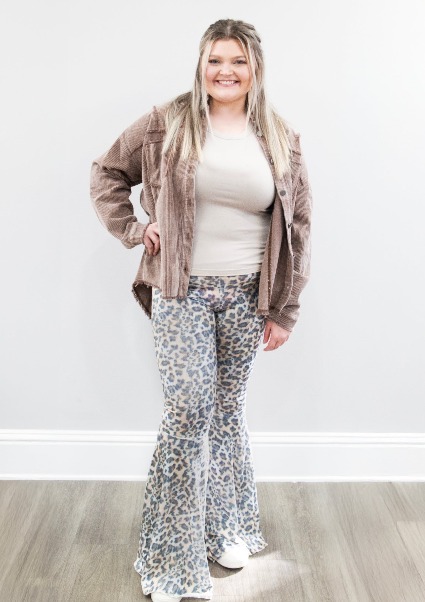 Vintage Wash Leopard Flare Pant