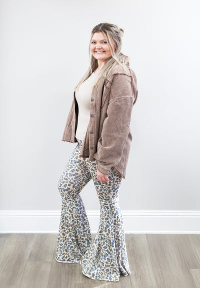 Vintage Wash Leopard Flare Pant