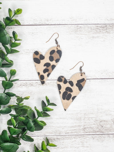 Love Is In The Air Brown Leopard Heart Shaped Earrings