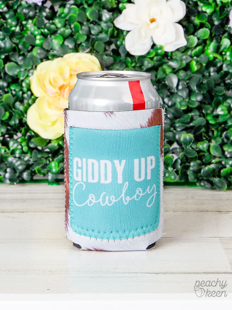 Peachy Keen Giddy Up Cowboy Can Cooler