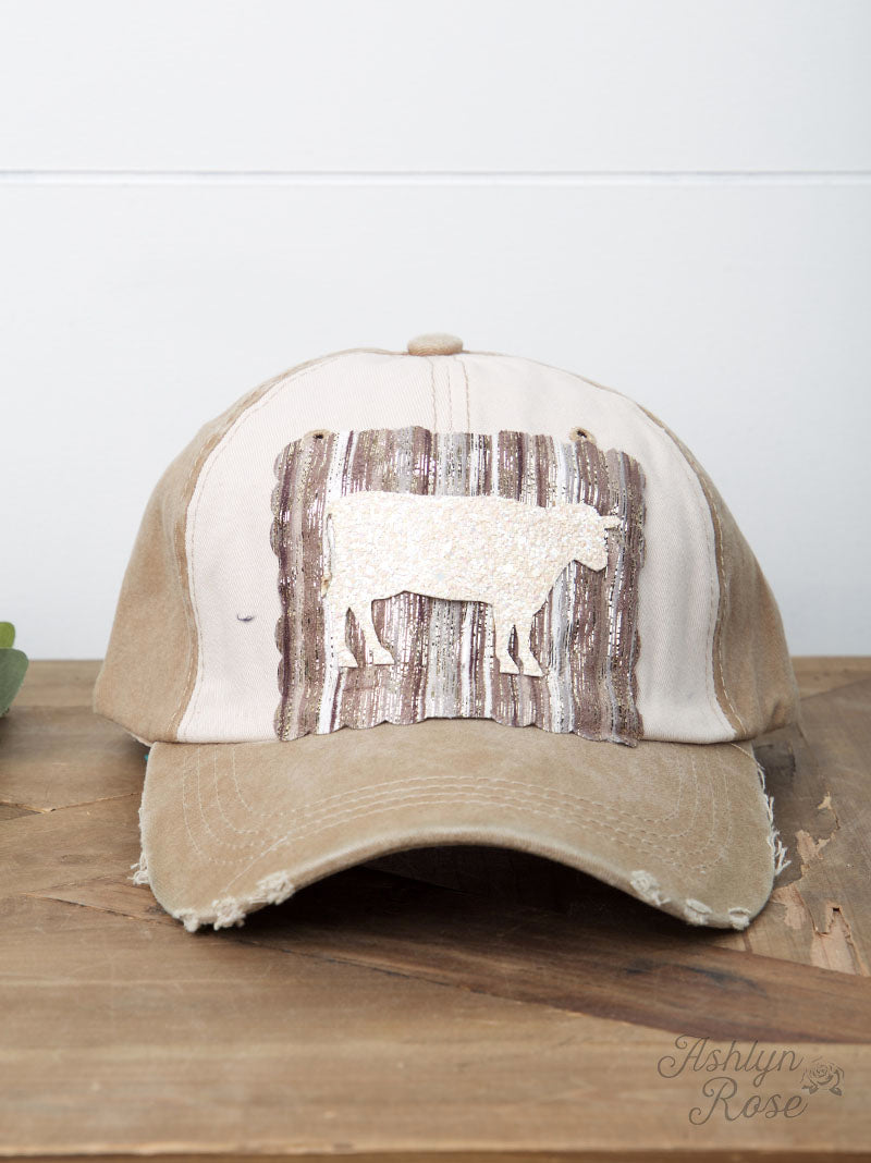 Cream Glitter Cow on Serape Patch
