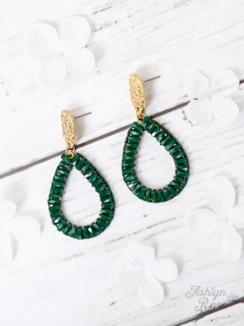 So In Style Drop Earrings, Emerald Green