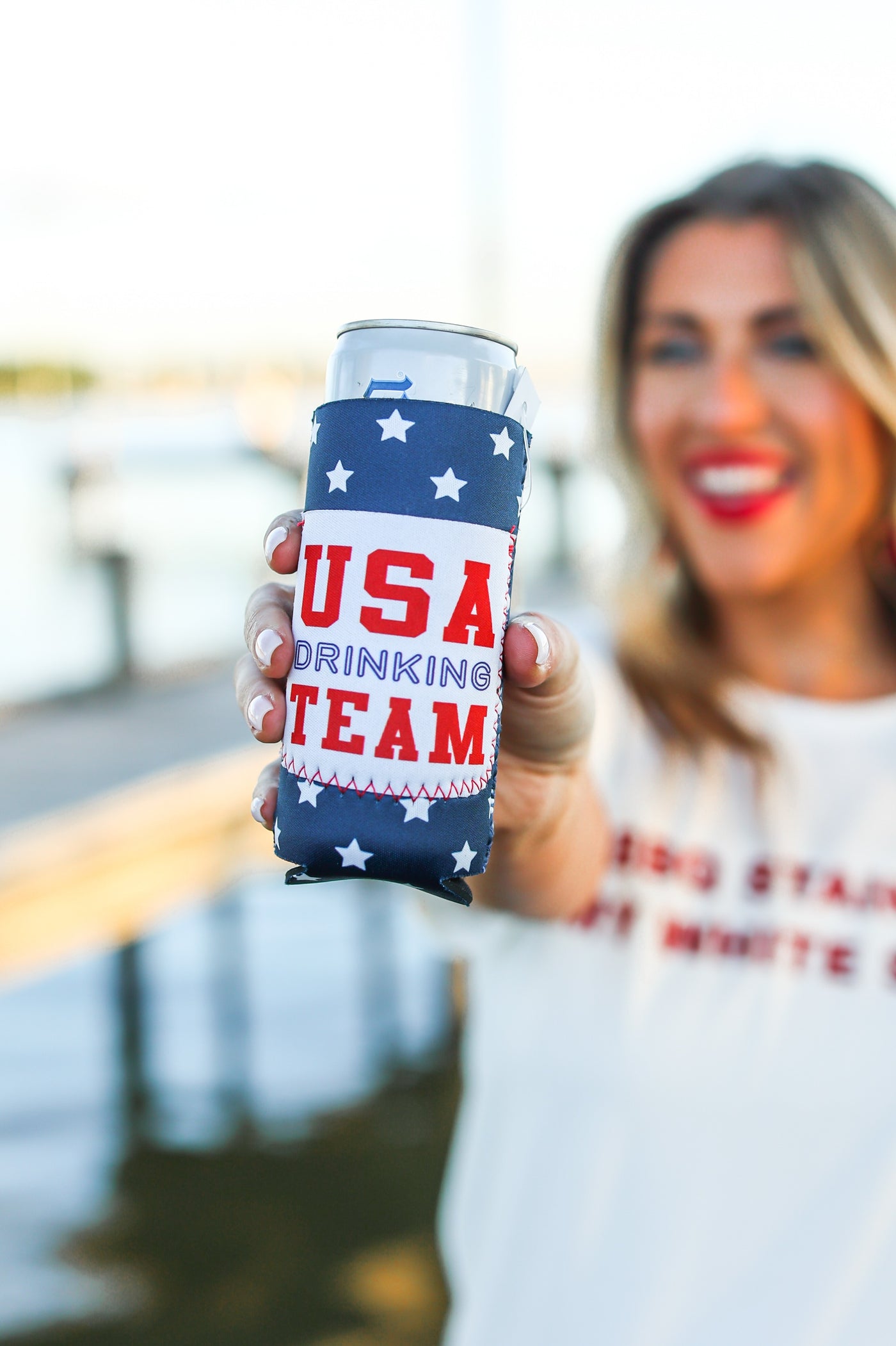 USA Drinking Team Slim Can Cooler