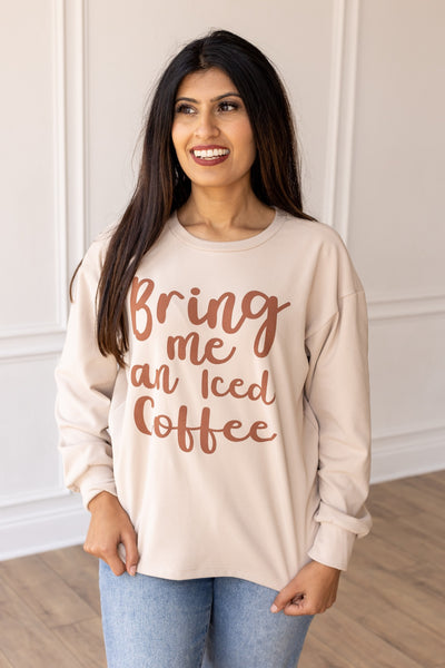 Bring Me An Iced Coffee on Cream Crewneck Sweatshirt