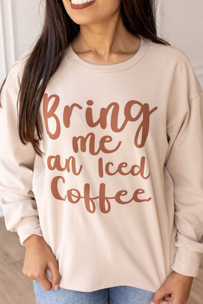 Bring Me An Iced Coffee on Cream Crewneck Sweatshirt