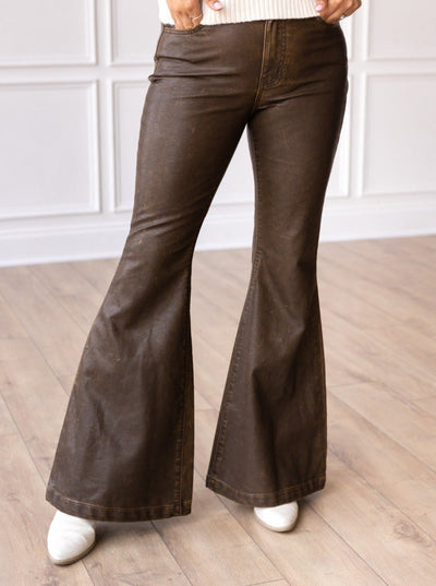 The Brandy Rustic Leather Bellbottoms