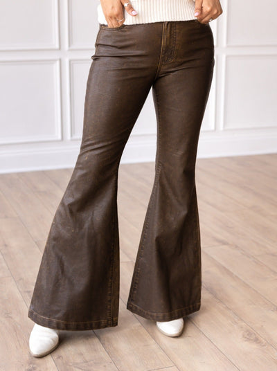 The Brandy Rustic Leather Bellbottoms