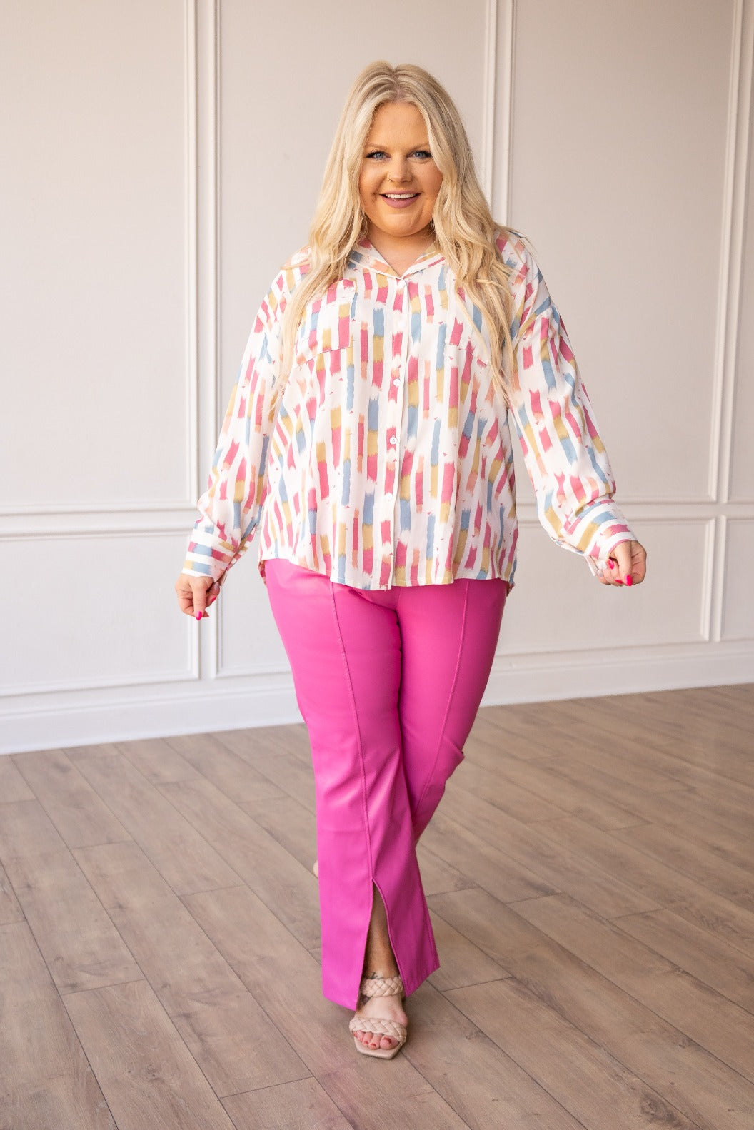 Leather Split Hem Pants, Pink – Southern Grace Wholesale