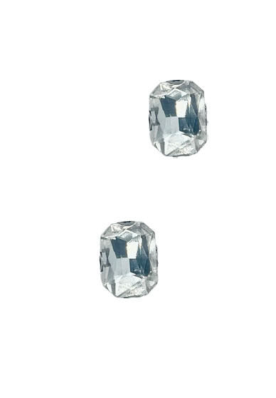 Clear Silver Stud Earrings