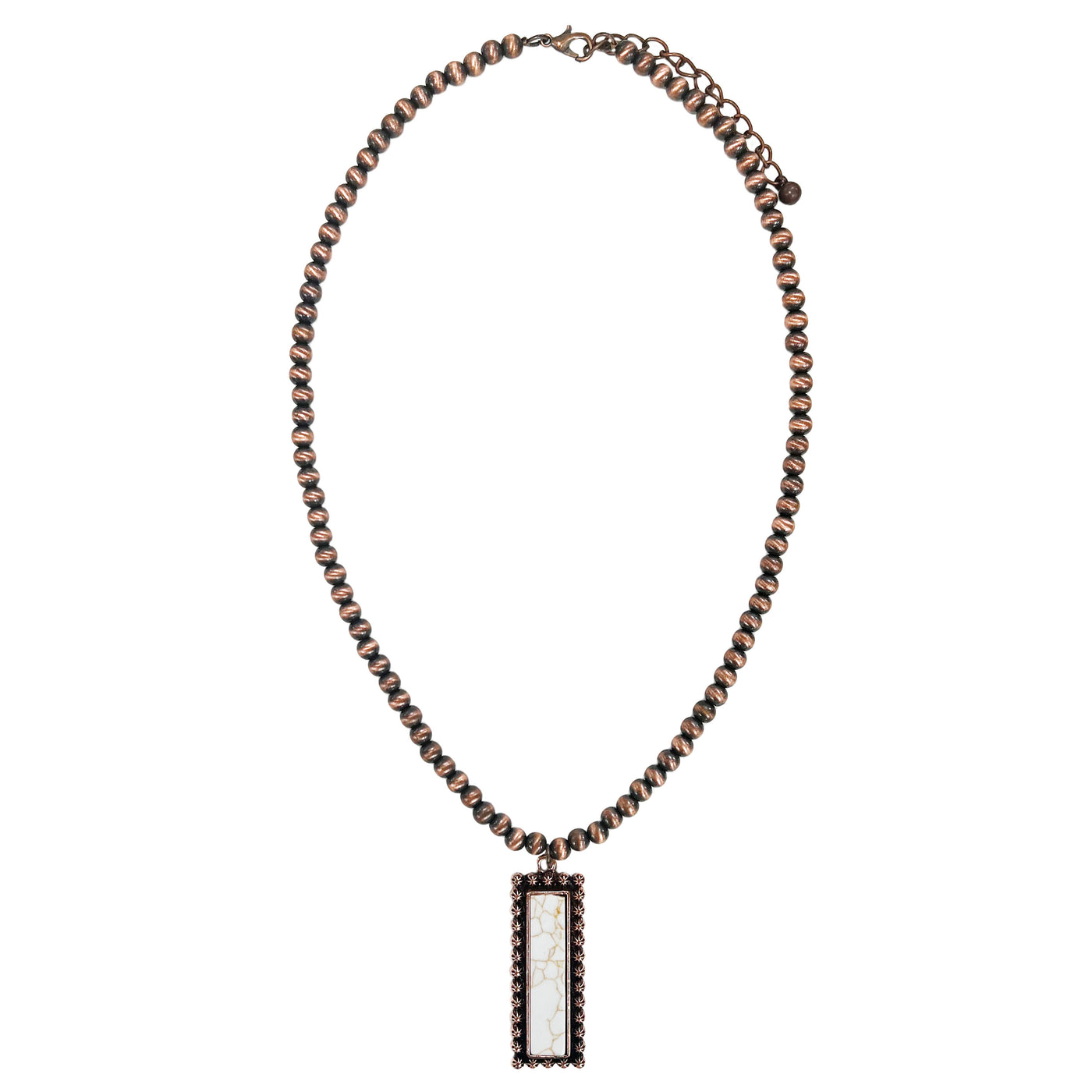 Sunlit Mesa Copper Beaded Necklace with Cream Pendant