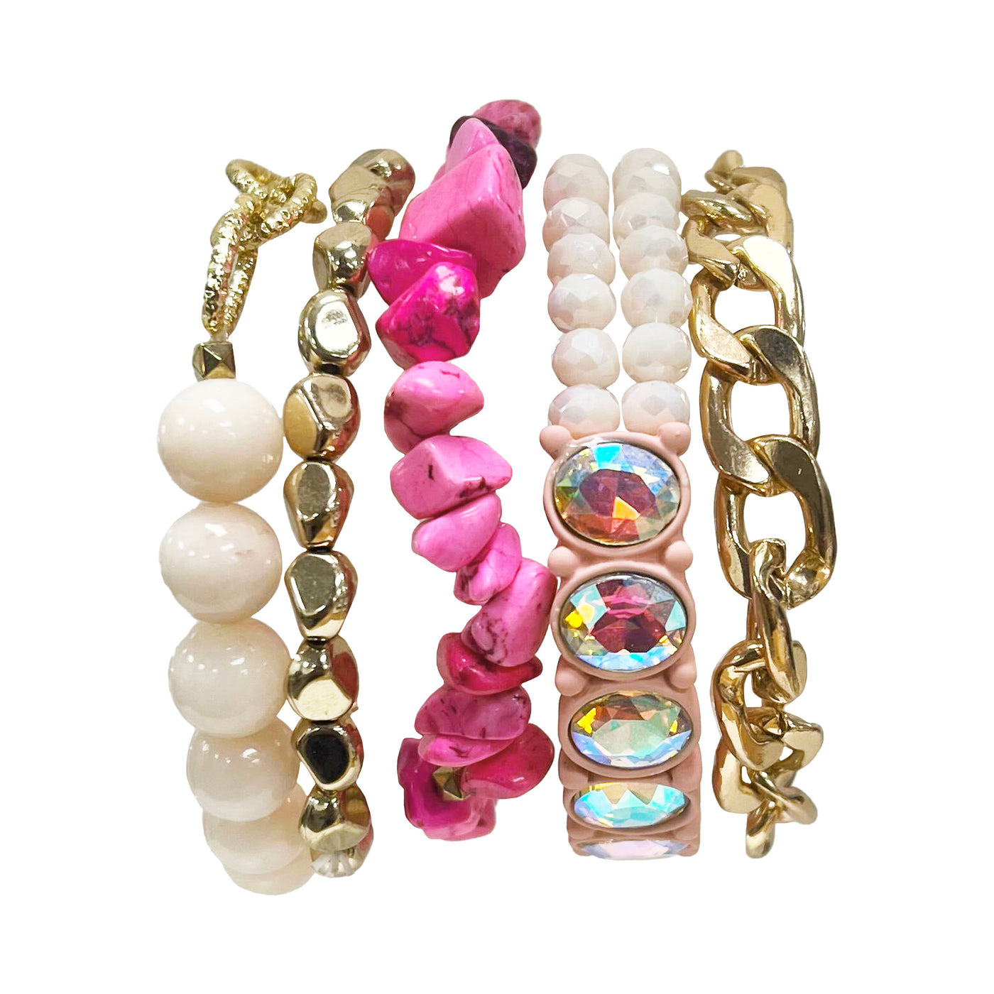 Pretty in pink five strand bracelet