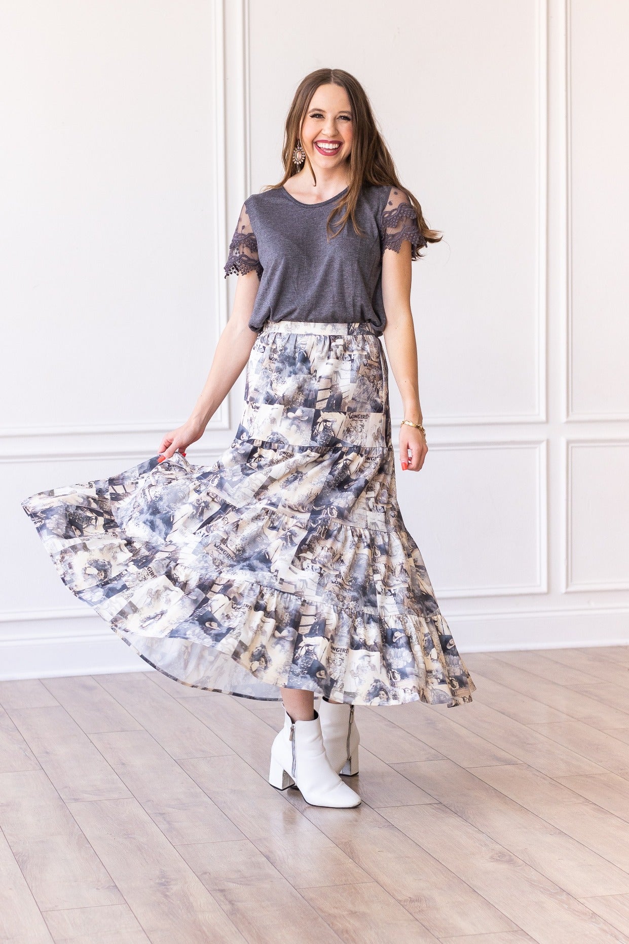 Cowgirl Romance Tiered Maxi Skirt