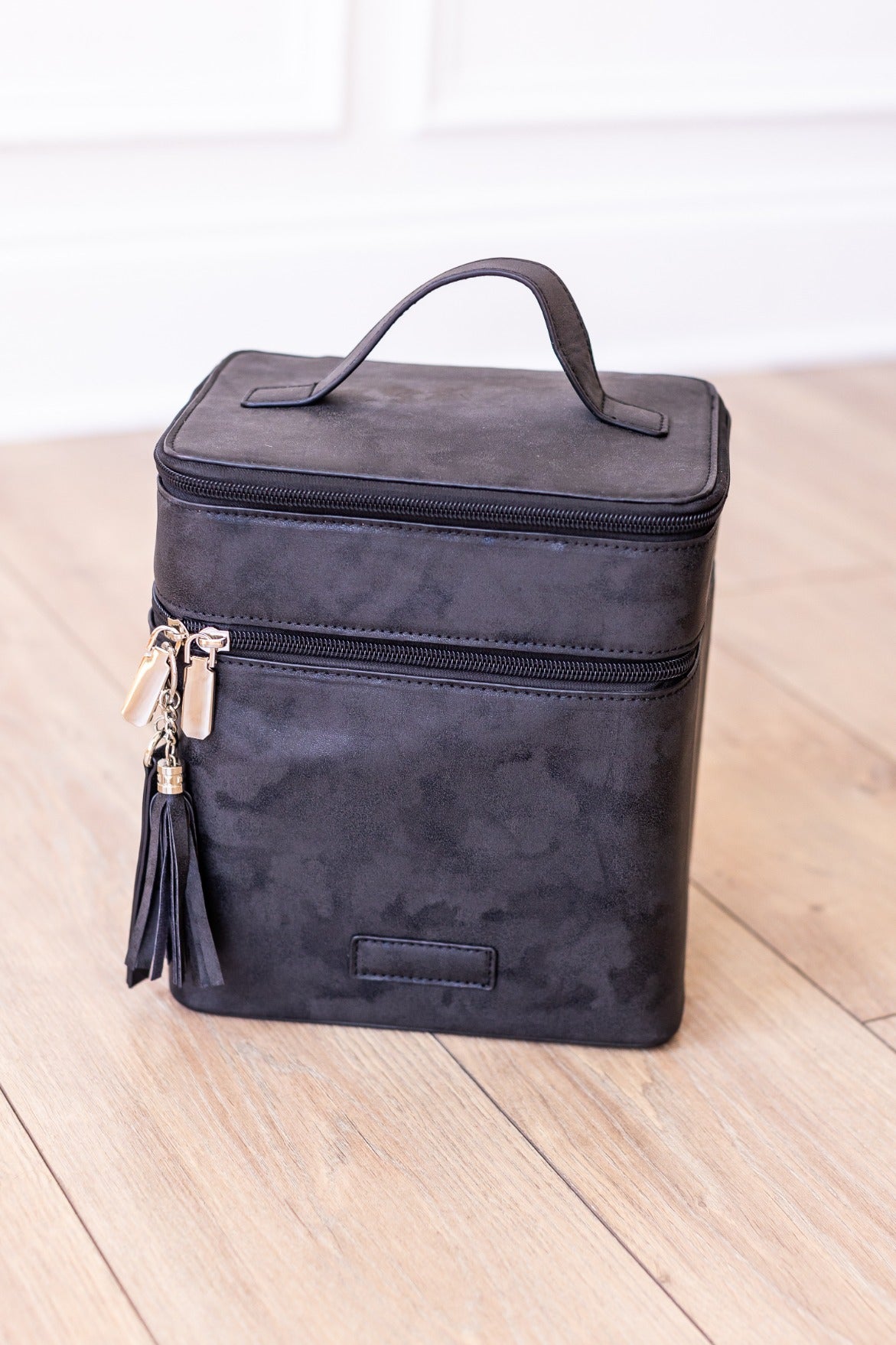 The Delilah Black Leather Duo Vanity Case