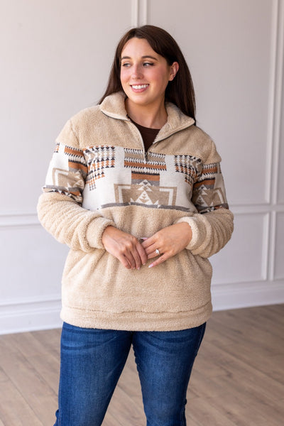 Beige and Aztec Sherpa