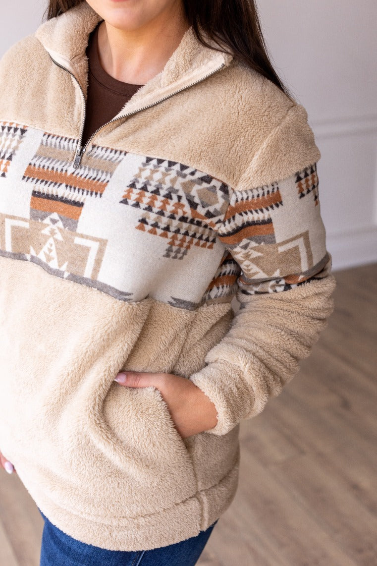 Beige and Aztec Sherpa