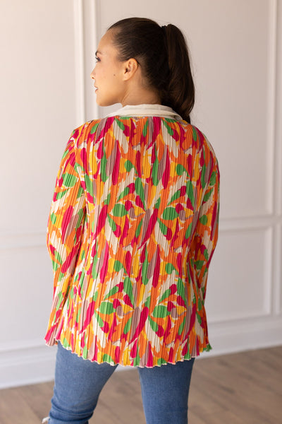 Pleats and Petals Flare Sleeve Top