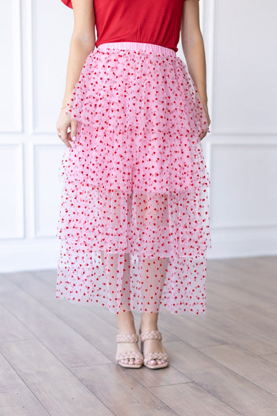 Love-Struck Pink Tulle Midi