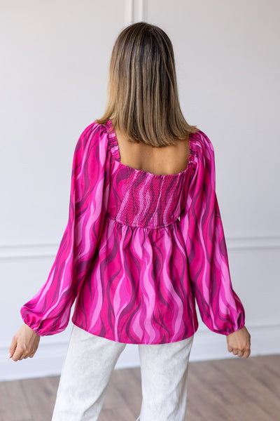 Flirty in Fuchsia Balloon-Sleeve Blouse