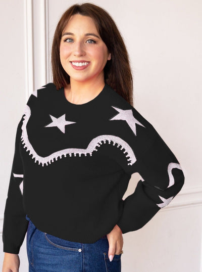 Rhinestone Wrangler Black Pullover