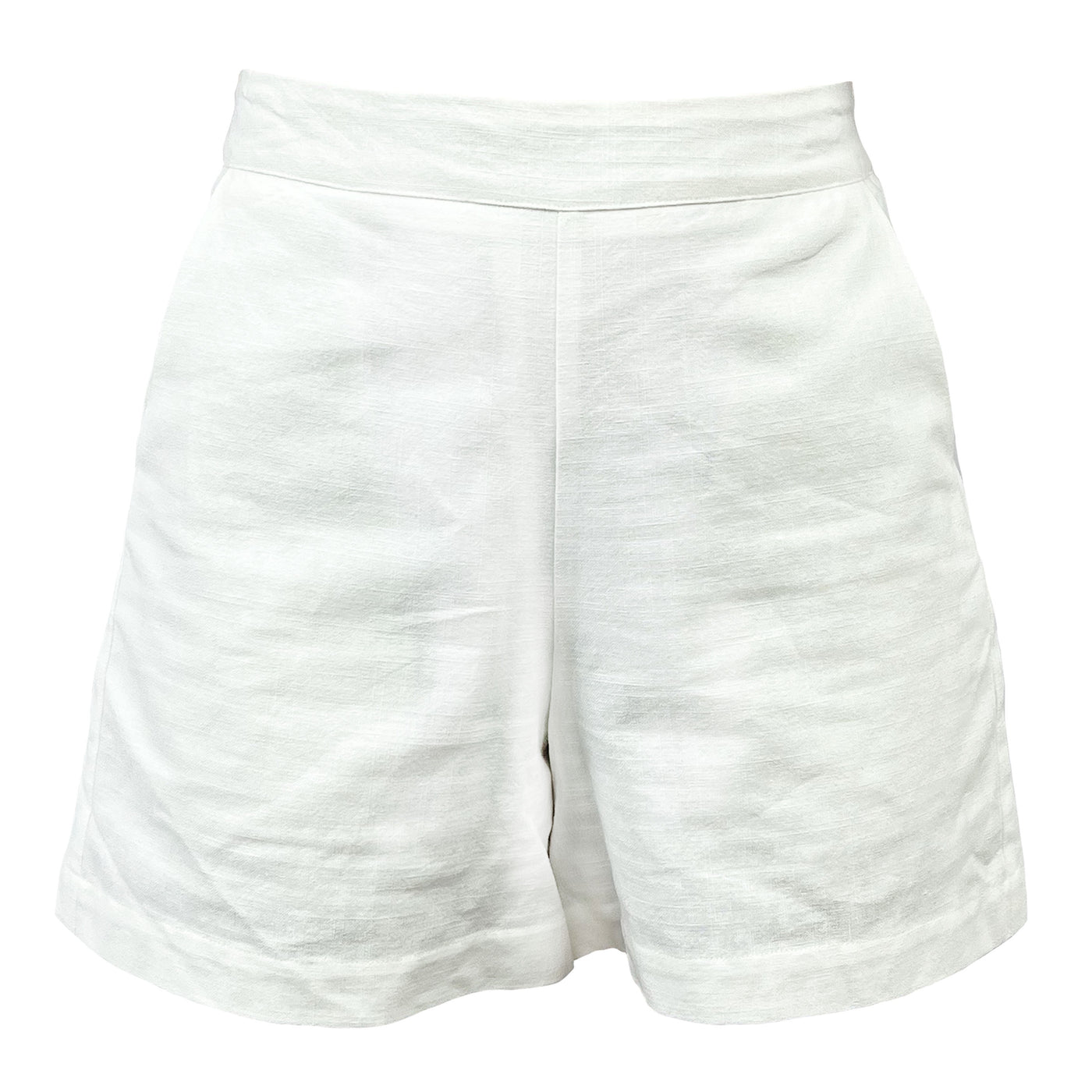 Breezy Palms White Linen Shorts