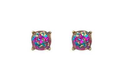 Fuchsia Glitter Stud Earrings