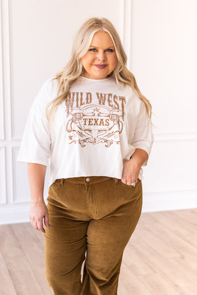 Wild West Texas on Perfect Company Boxy Crop in White