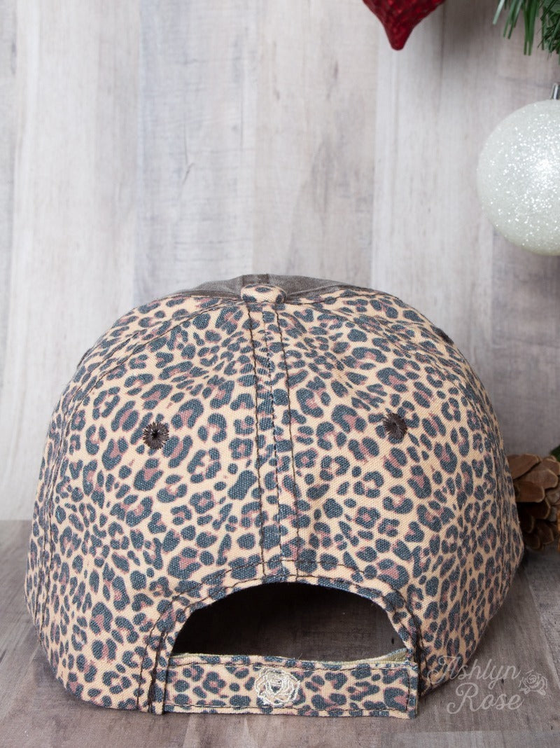 Leopard & Turquoise Panel Hat