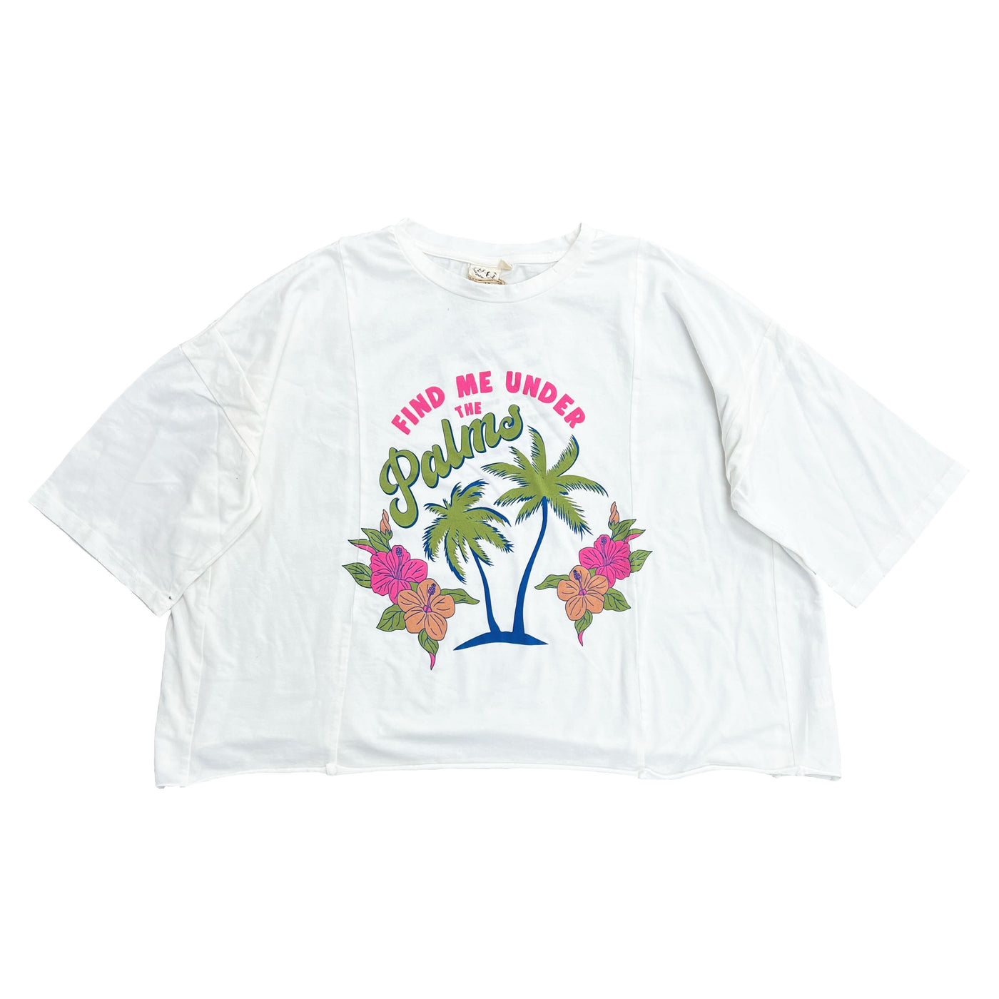 Find Me Under the Palms on Boxy Crop in White
