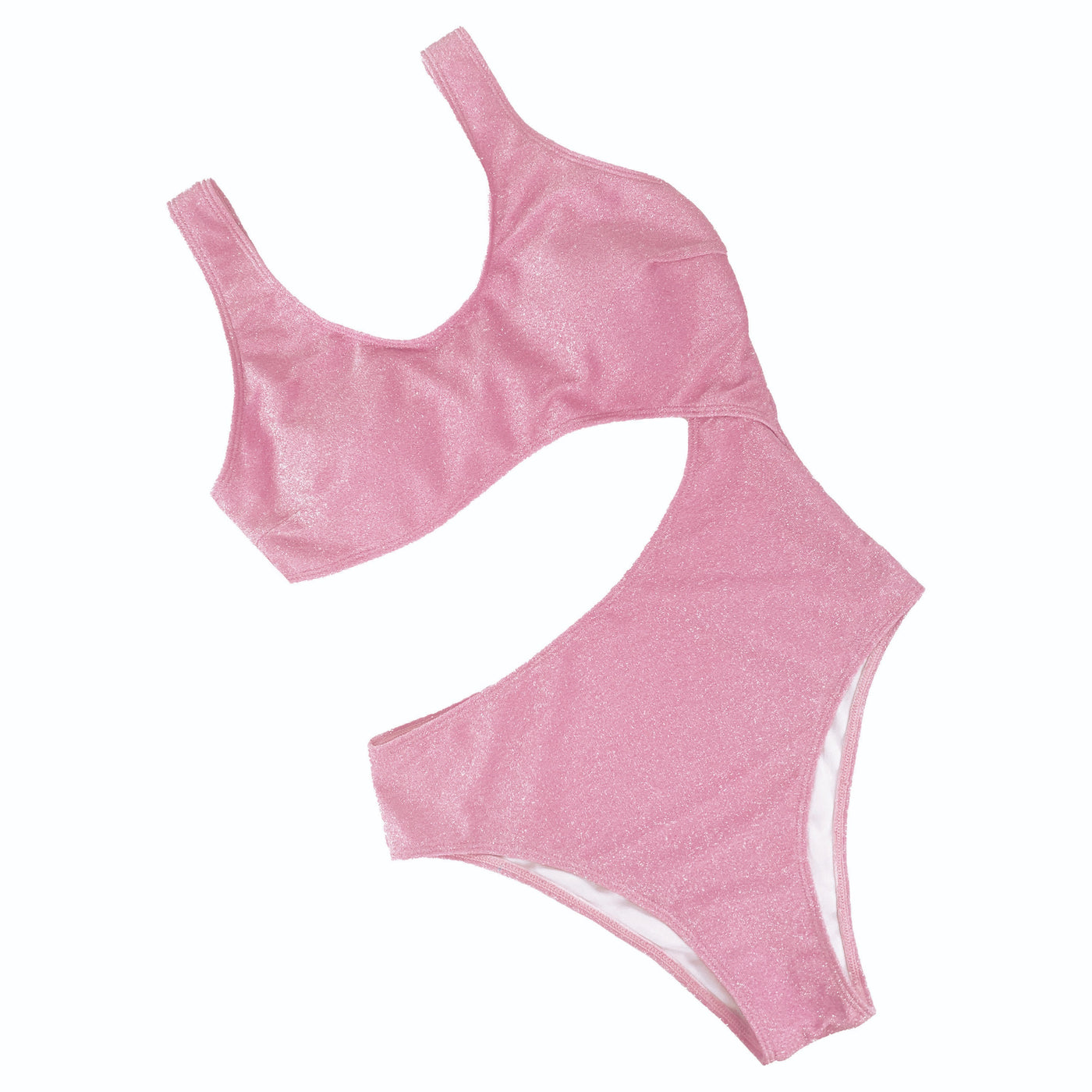 Pink Shimmer Side Cut One Piece Swimwear