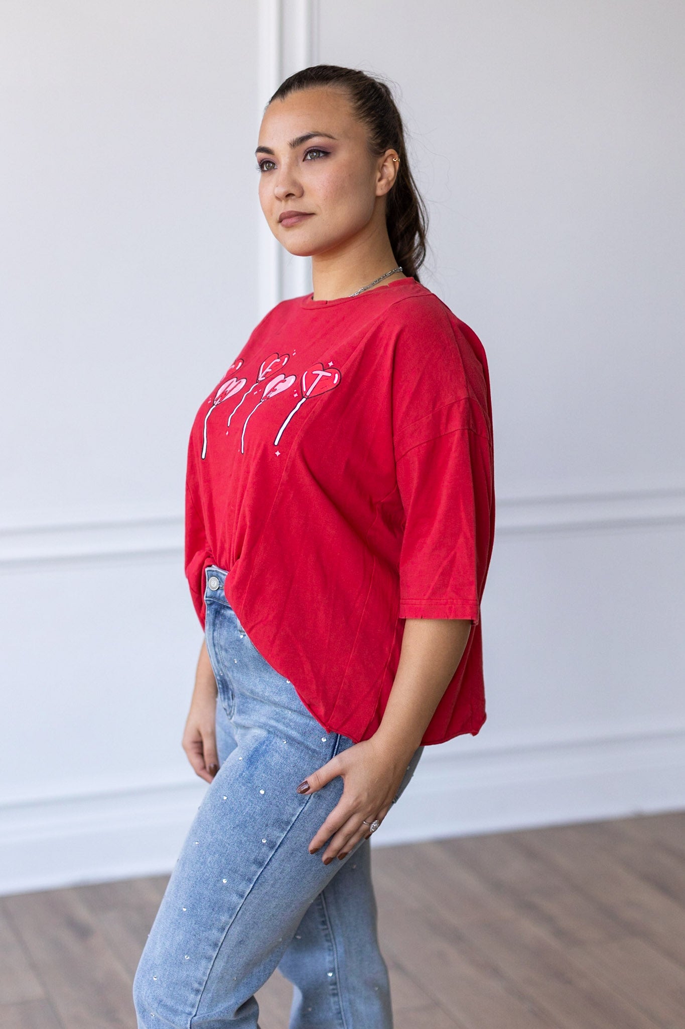 Sweet Lollipops on Red Boxy Crop Top