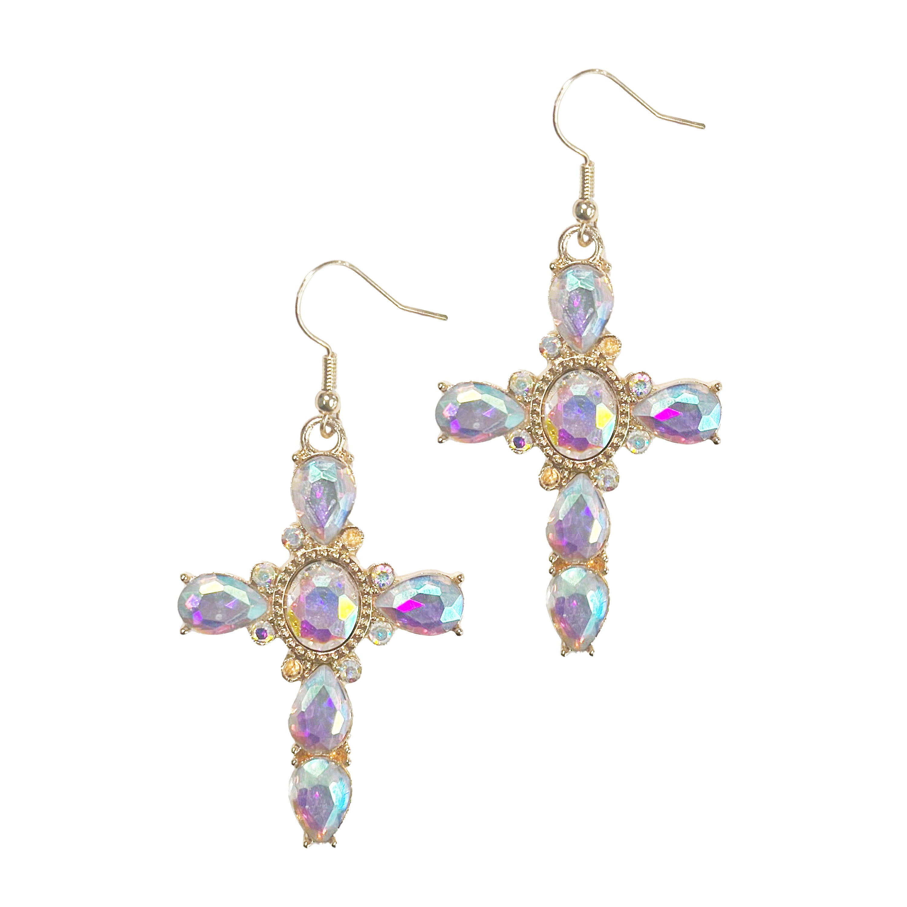 AB Crystal Cross Earrings – Southern Grace Wholesale