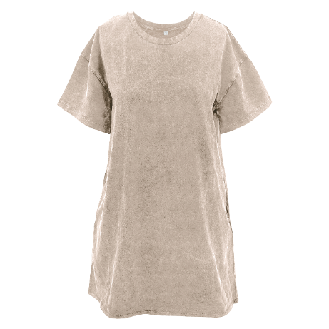 The Kiki Beige Wash Tee Shirt Dress With Pockets
