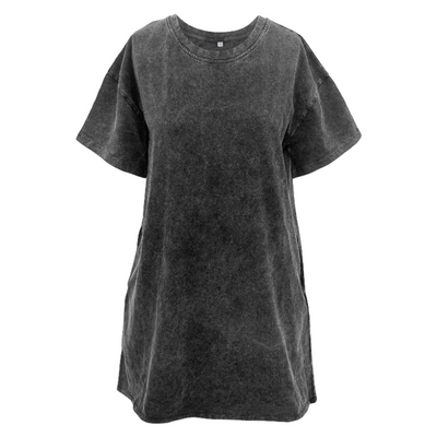 Black Wash Tee Shirt Dress With Pockets