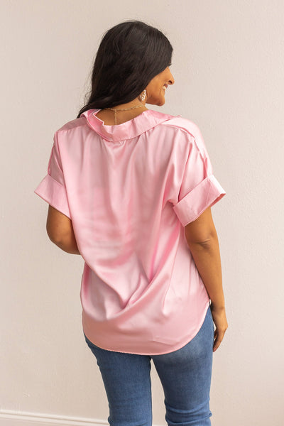 Silk Elegance Pink Blouse