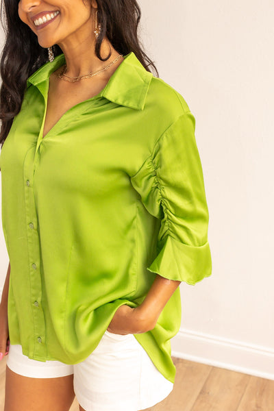 In the Limelight Satin Blouse